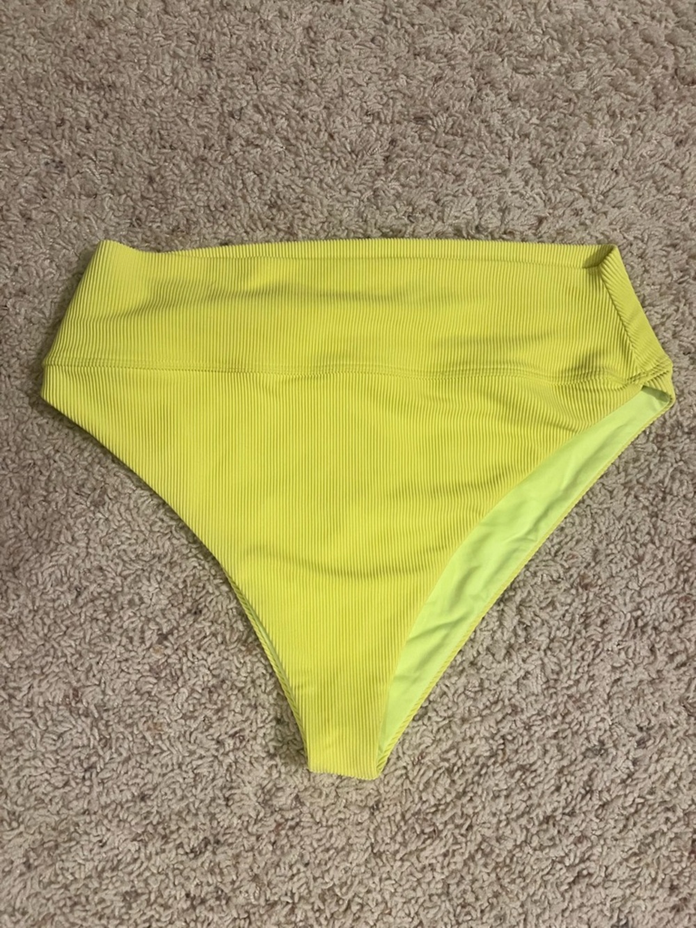 Beach Riot Neon Yellow Ribbed Bikini Bottom